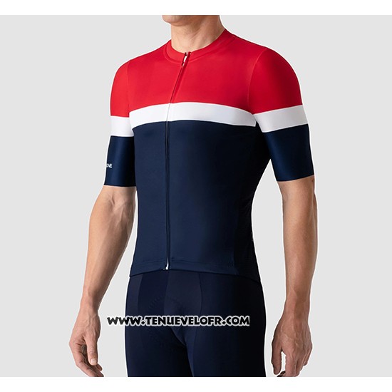 2019 Maillot Ciclismo La Passione Rouge Blanc Bleu Manches Courtes et Cuissard
